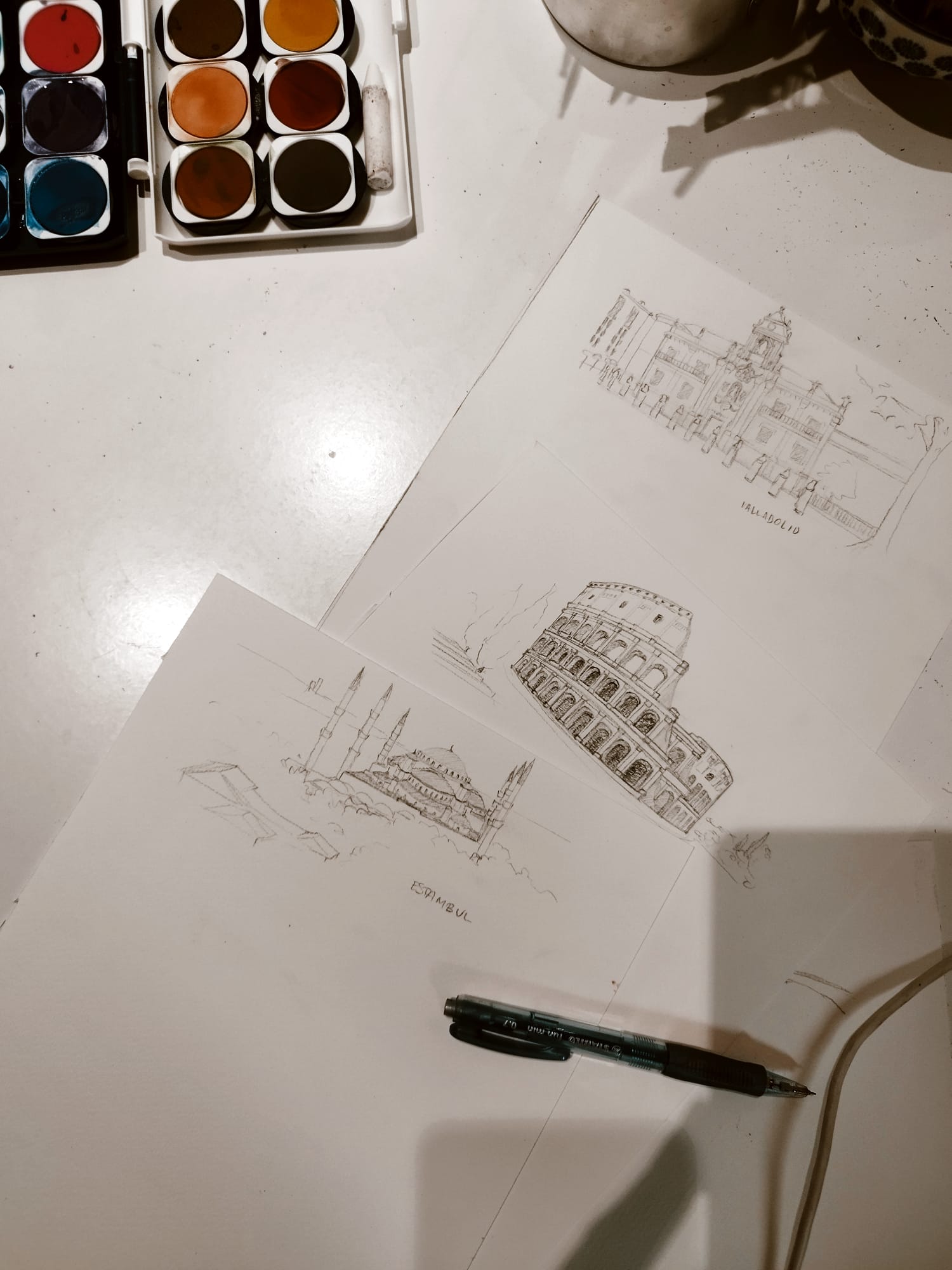 Proceso de creación de las acuarelas